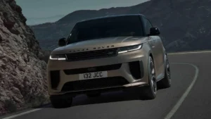 Range Rover Evoque navigating a scenic mountain range